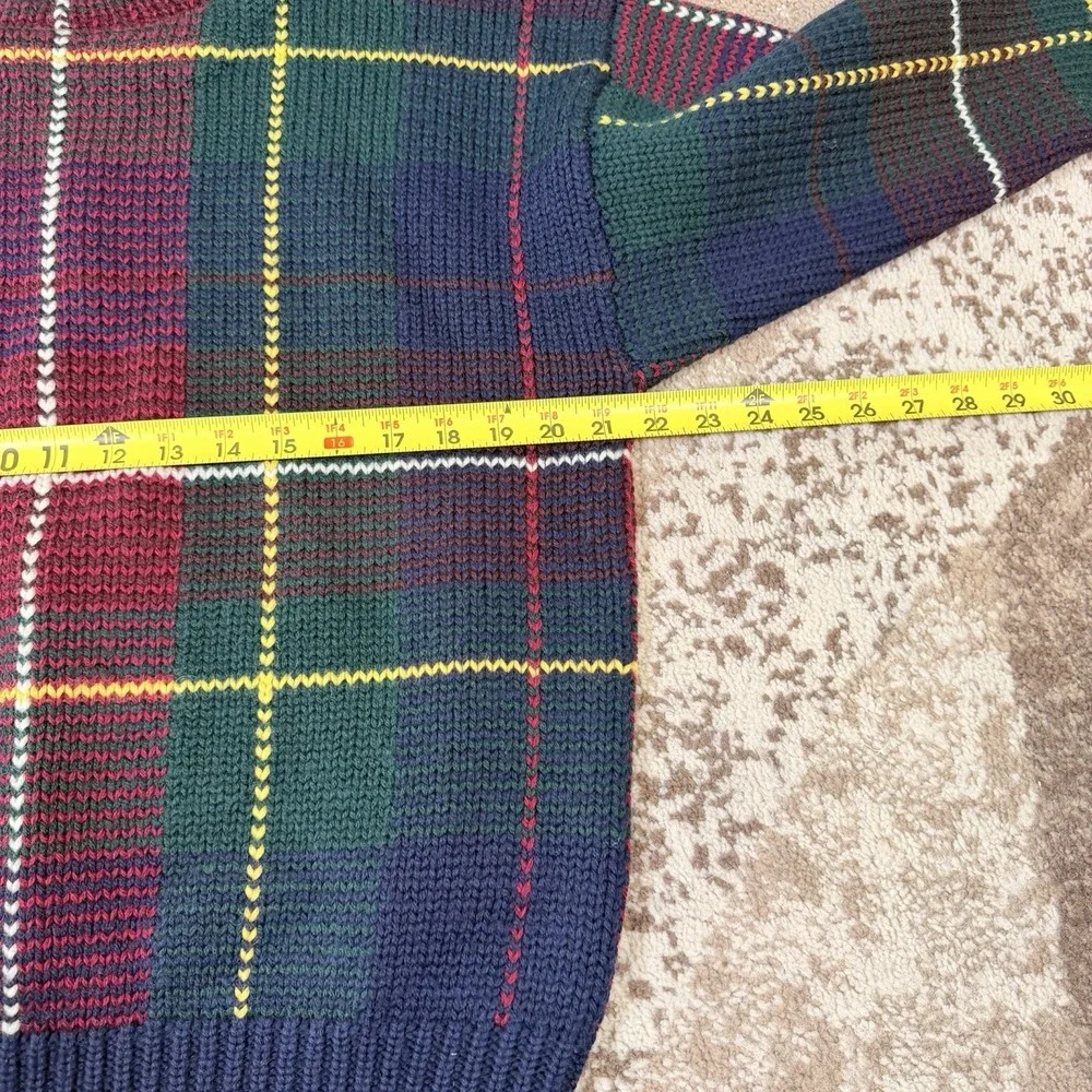 Vintage Polo Ralph Lauren‎ Heritage Wool Sweater Mens M Tartan Plaid Knit Dad